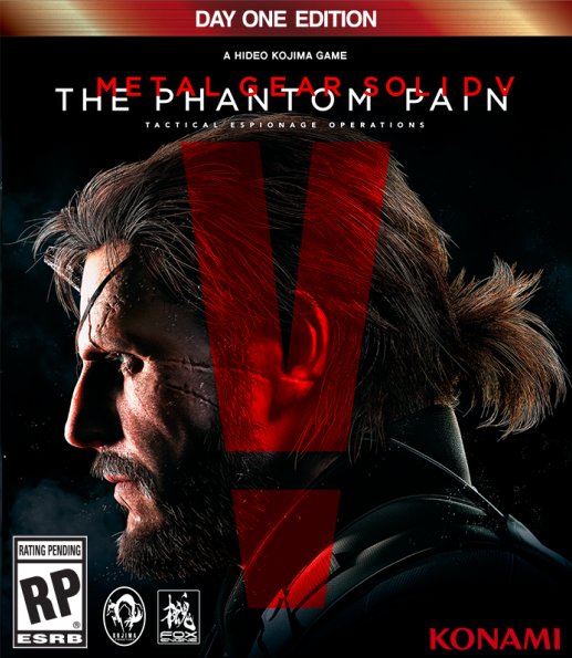 Así es la carátula de Metal Gear Solid 5 The Phantom Pain, con la bandana de la Day One Edition si se da el caso.