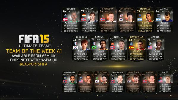 El equipo de la semana 41 en FIFA Ultimate Team vuelve a contar con David Villa.