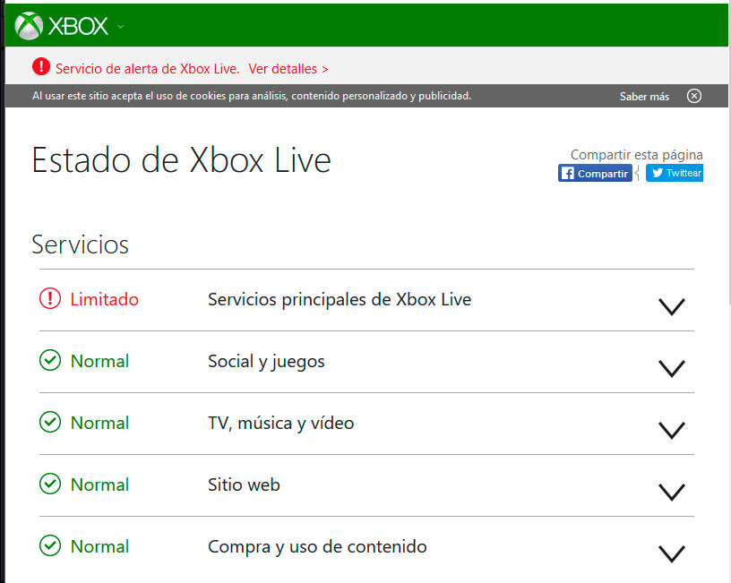 Caída de Xbox LIVE el 7 de marzo de 2016